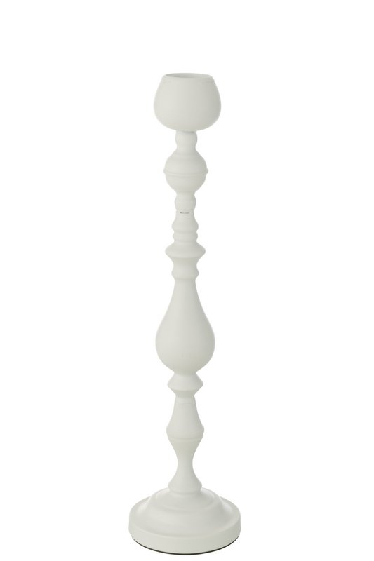 Portacandele J-Line Monarchy in metallo bianco grande
