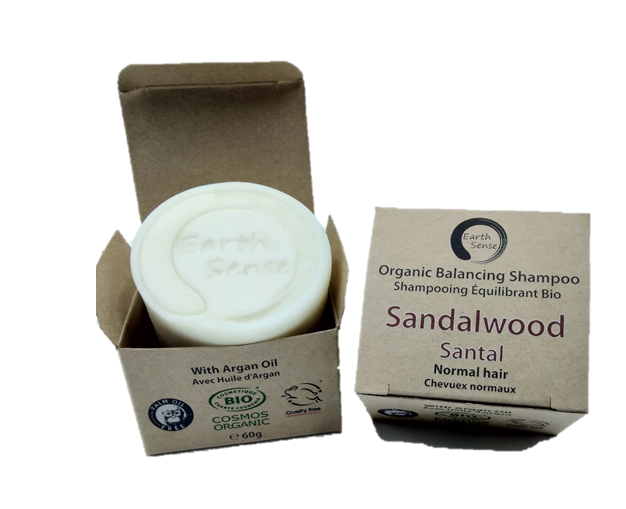 Balancage certifié biologique Shampooing solide - bois de santal - Types de cheveux normaux et de tous les cheveux 60G