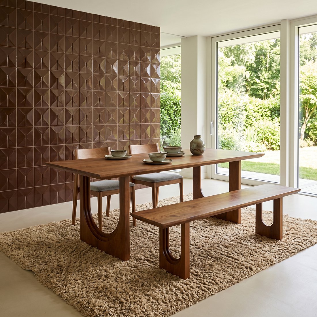 Bullnose Chamfered mangohouten eettafel Arch