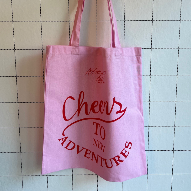 1-STK %23StatementBag Skål for nye eventyr "Message on Bag" stoftaske jutepose indkøbstaske bomuld