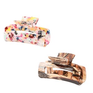 2x hair clamp pink & brown