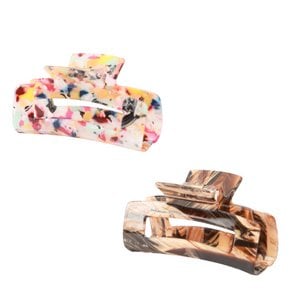 2x haarklem roze & bruin