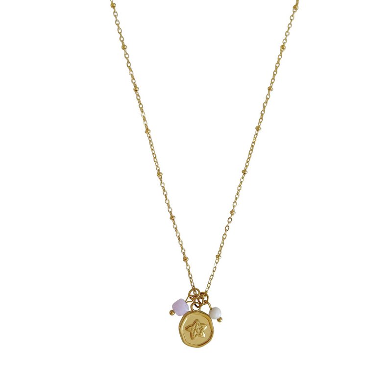 Collana Pietra di luna, Calcedonio e Stella marina - Oro