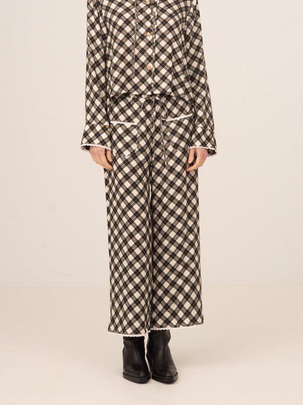 Classic Betty Argyle-inspired Geometric Print Pants