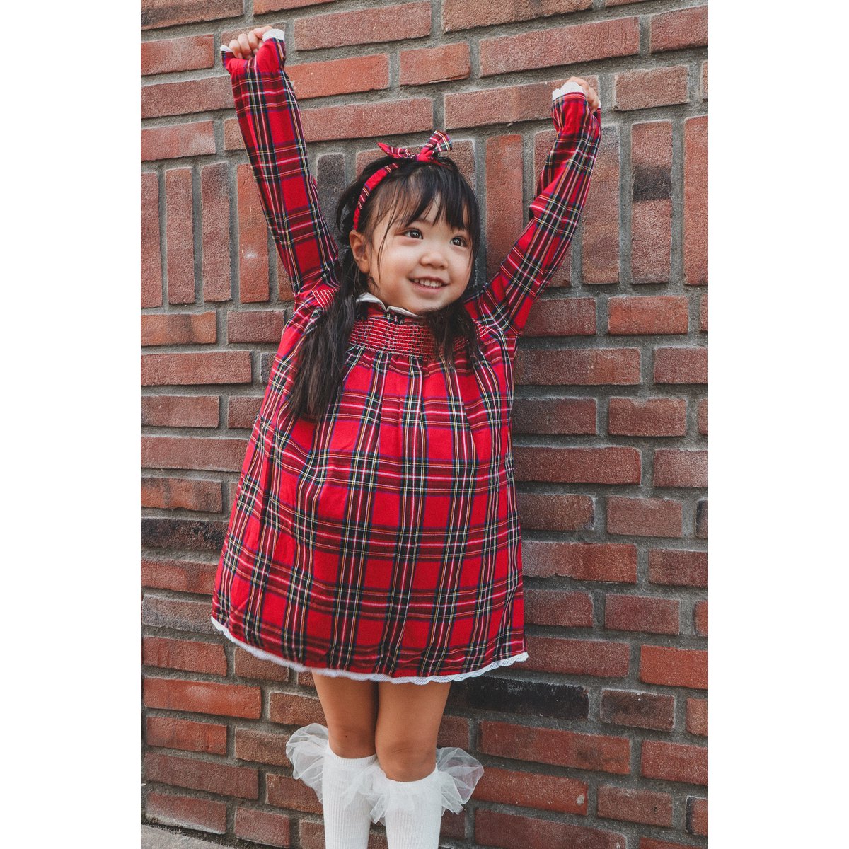Merry Plaid Christmas Dress + Headband