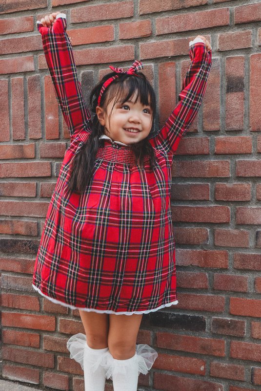 Merry Plaid Christmas Dress + pandebånd