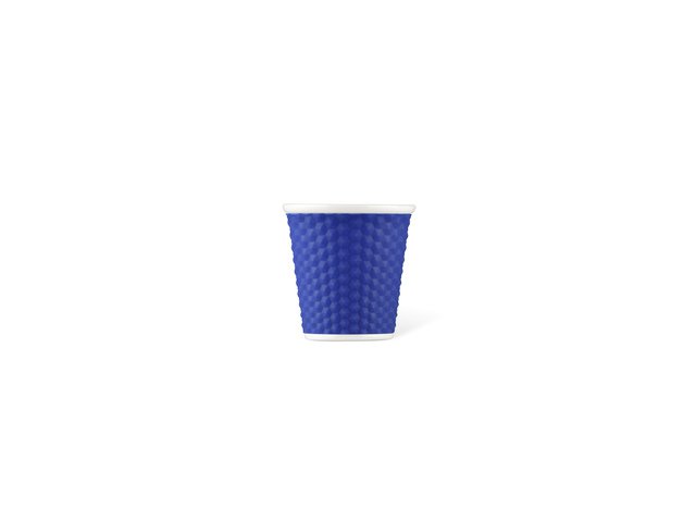 Beker porselein LAP 80ml met silic. grip honingraat Indigo