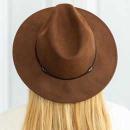 CHAPEAU FEUTRE - lien cuir, bord cousu