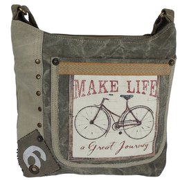 Sunsa skuldertaske til kvinder. Håndtaske lavet af canvas (canvas) & læder. Skuldertaske i vintage stil. Stor crossbody taske til kvinder.