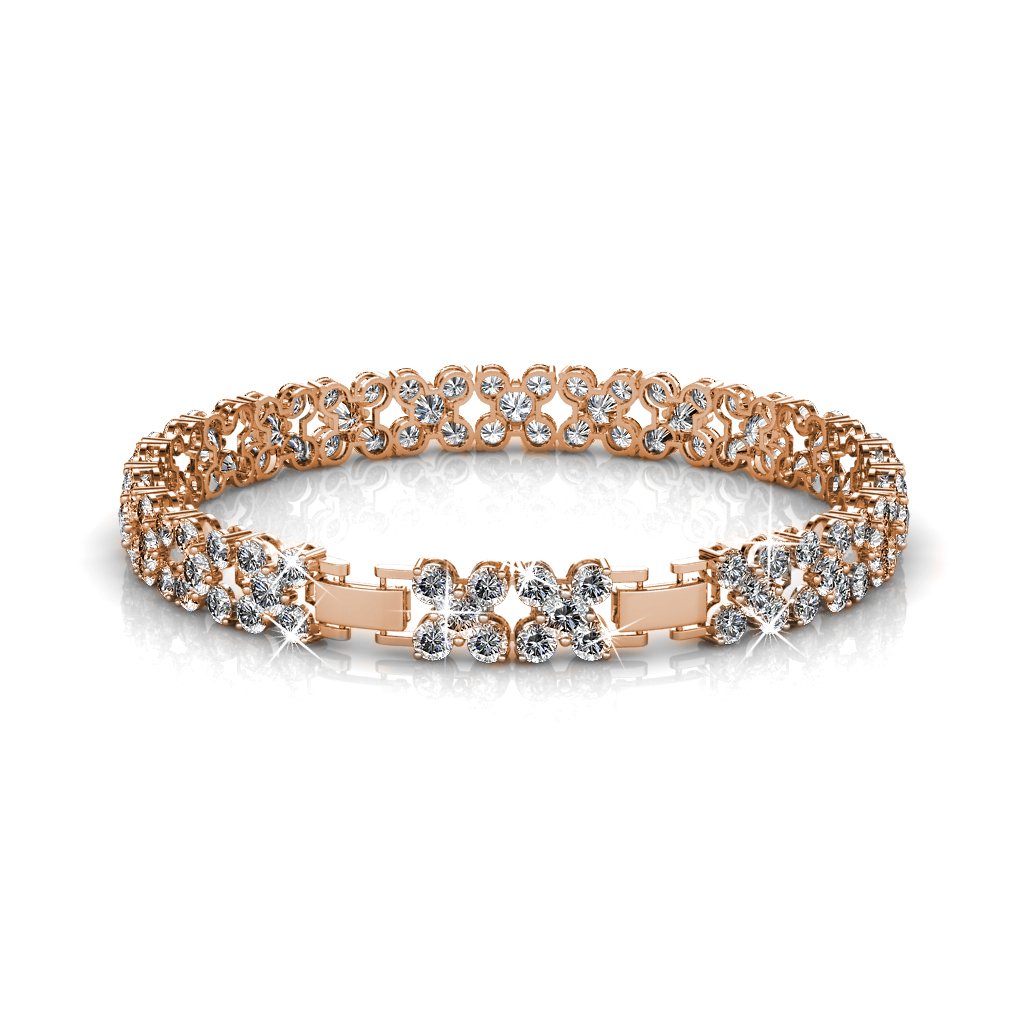 Pulsera Floreada - Or Rosé et Cristal