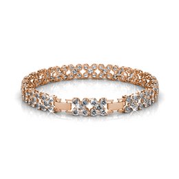 Bracelet Flowery - Or Rosé et Cristal