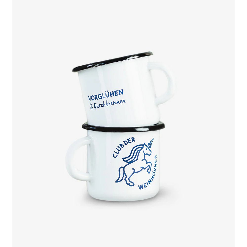 Taza esmaltada "Weinhorn Club" Capri azul