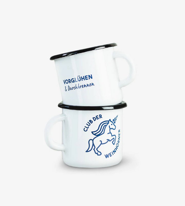 Tasse en émail "Weinhorn Club" bleu Capri