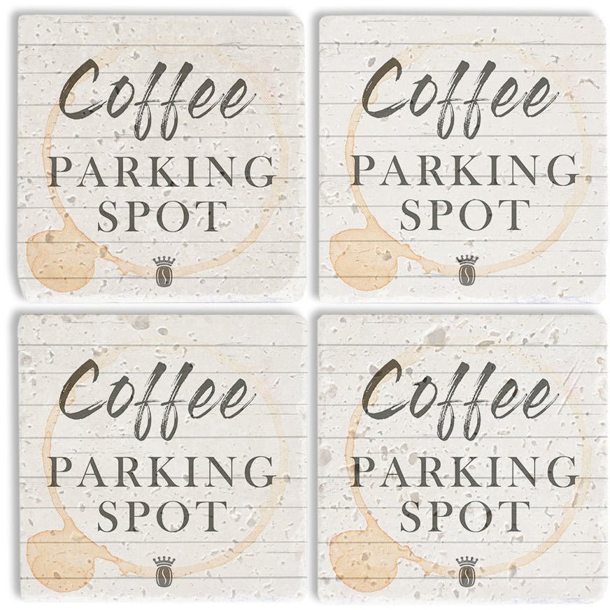 Stone Coaster Set - Coffee Parking Spot