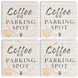 Stone Coaster Set - Coffee Parking Spot