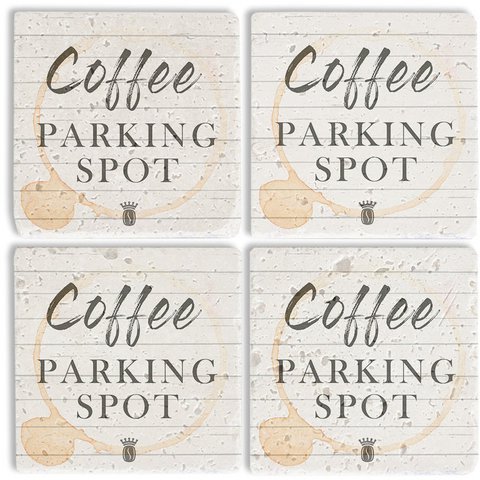 Stone Coaster Set - Coffee Parking Spot