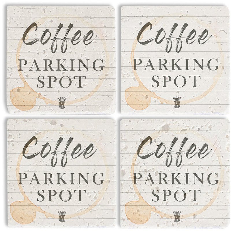 Stone Coaster Set - Coffee Parking Spot