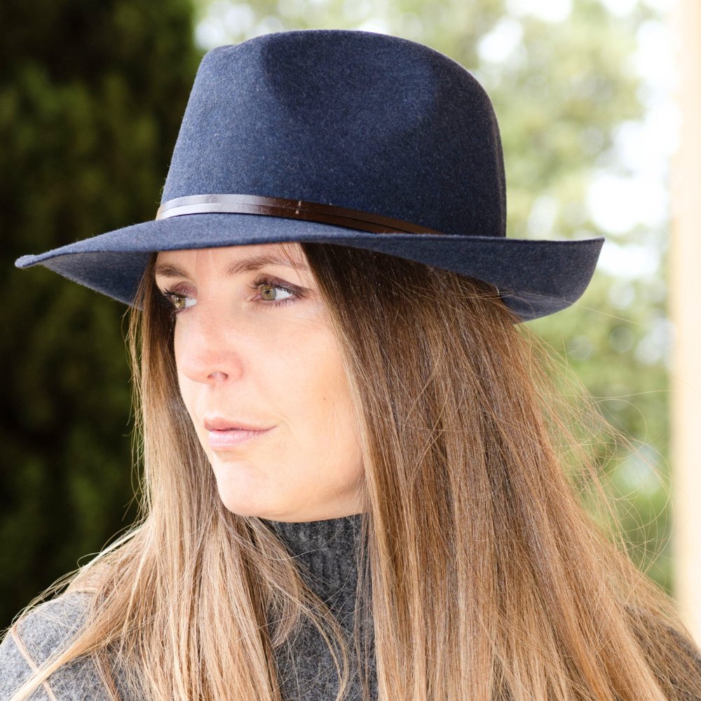 CHAPEAU FEUTRE - lien cuir, bord non cousu