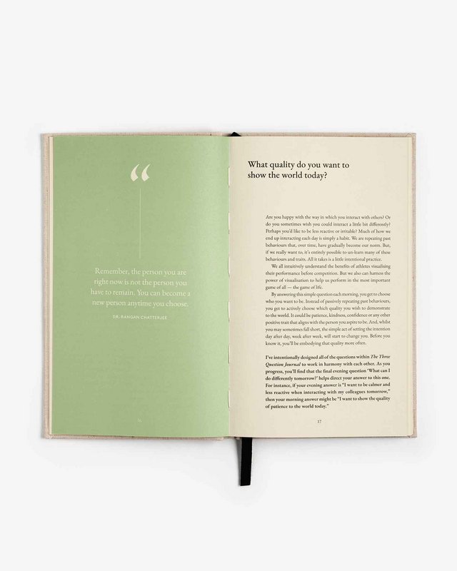 The Three Spørgsmål Journal Green - Daily Guided Wellbeing