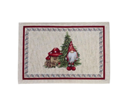 Mantel individual de desayuno navideño Santa Gnomo Lurex en Gobelin