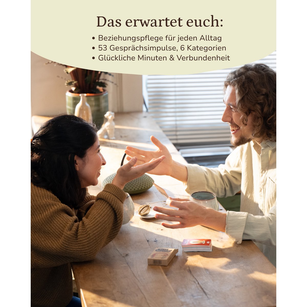 Quelques minutes de bonheur – Jeu de cartes de conversation pour couples