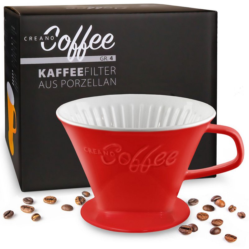 Creano Porzellan Kaffeefilter Gr. 4 Rot