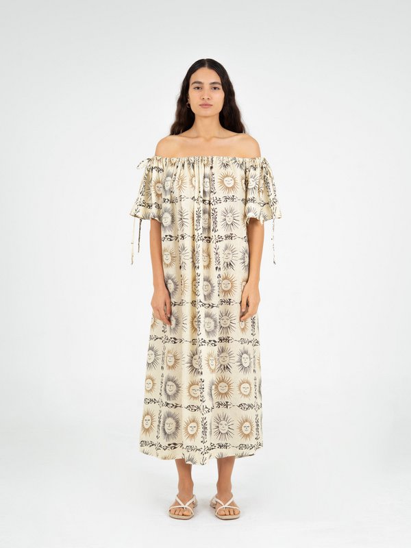 Vestido largo con estampado de sol Soleil