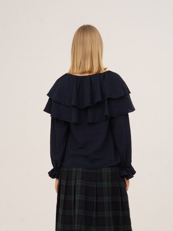 Evermore blauwe en rode blouse
