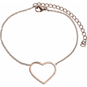 Armband hartje open roos