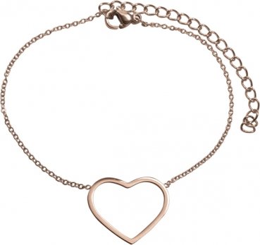 Armbånd hjerte åben rose