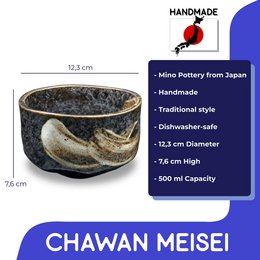 Japansk matcha skål Chawan Meisei håndlavet af keramik
