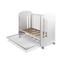 White cot bed for mattress 60x120 cm, model New Star, suitable for baby co-sleeping.