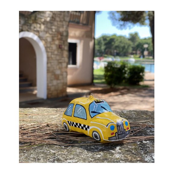 Handgemachtes Pappmaché Gelbes Taxi