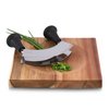 Chopping knife with double blade 14 cm including wooden board