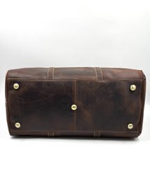 Borsa da viaggio in pelle oliata fatta a mano – Borsone artigianale "Navigator" da 50 cm con scomparto per scarpe dedicato