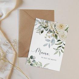 Mors dag kort A6 lykønskningskort blomster