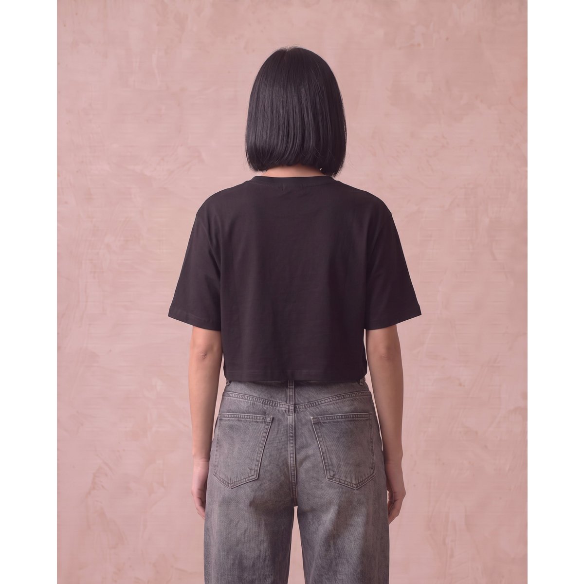 T-shirt Cropped Donna Scotch Nera