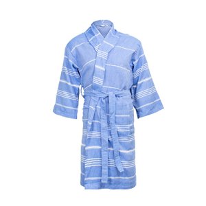 Hamam Bademantel - Blau / Weiß