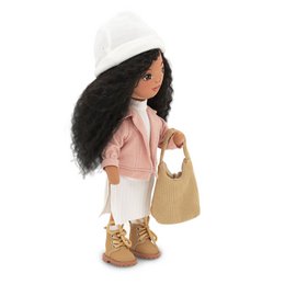 Zacht speelgoed, lieve zussen - Tina in een roze jas + bonusaccessoires set (35 cm)