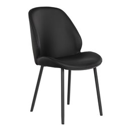 Monte Carlo Dining Chair - Black, PU, Black Metal Legs, 59.5x47x91cm - Set of 2