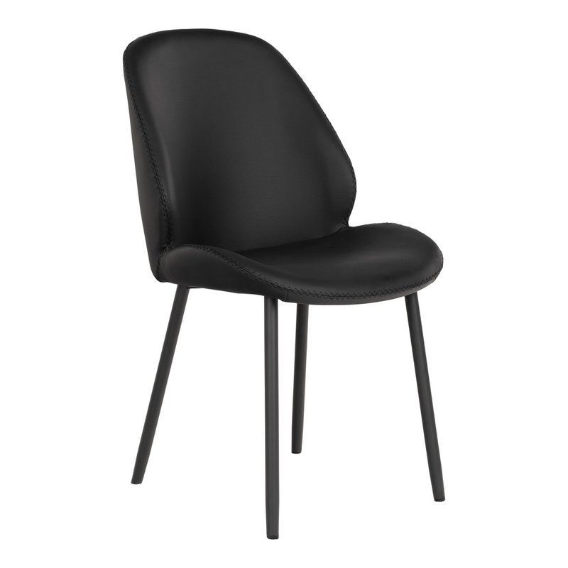 Monte Carlo Dining Chair - Black, PU, Black Metal Legs, 59.5x47x91cm - Set of 2