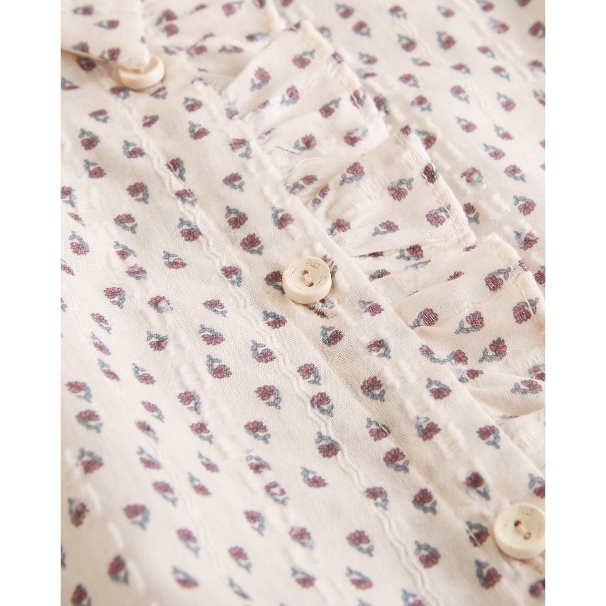 Chemisier fleuri pour fille avec texture et nœud au cou P79-11604155