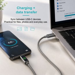 Cable NOVOTECK S-143 USB-C a USB-C: carga rápida de 60 W, 1 m, indicador LED y transferencia de datos