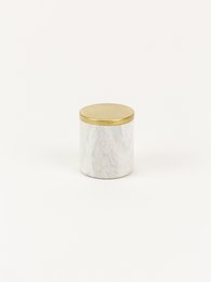 Petite boîte cylindrique en pierre avec couvercle recouvert de laiton cuivré