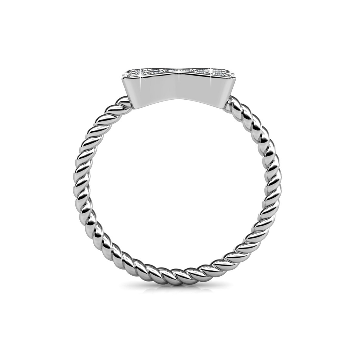 Bague Ruban Torsadé - Argenté et Cristal