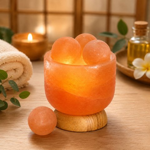 Himalayan Salt Crystal Lamp – 4 massage balls 2Kg – Natural Material – Gift and Decoration Idea