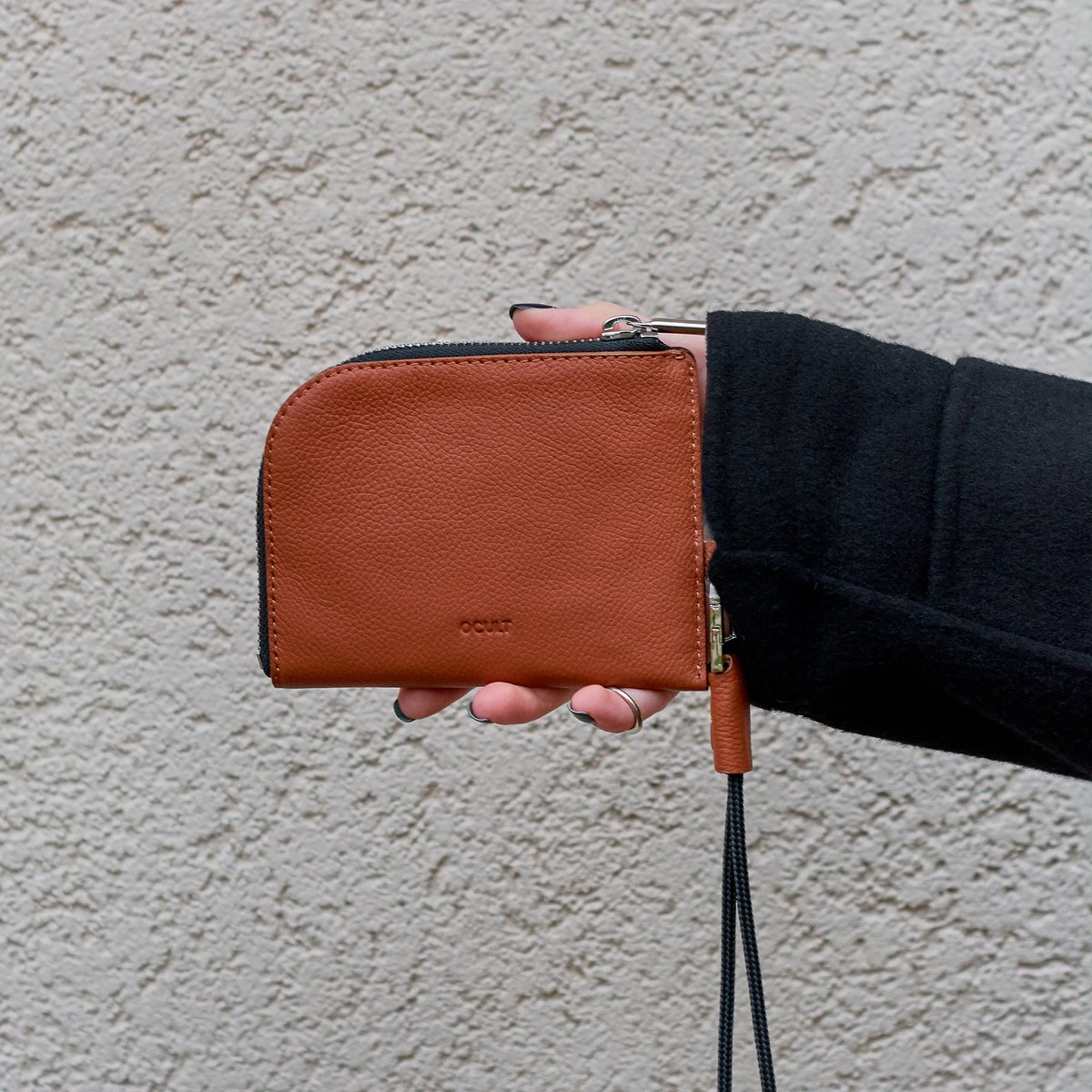 Braunes Leder-Portemonnaie mit Reißverschluss an Kette für Herren und Damen