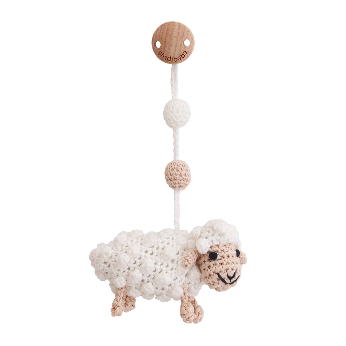 Crocheted play arch pendant sheep DOLLY in white