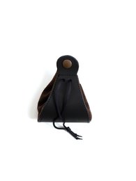 MUNTPORTEMONNEE SUDE-LEDER - ZWART / BRUIN - ST648