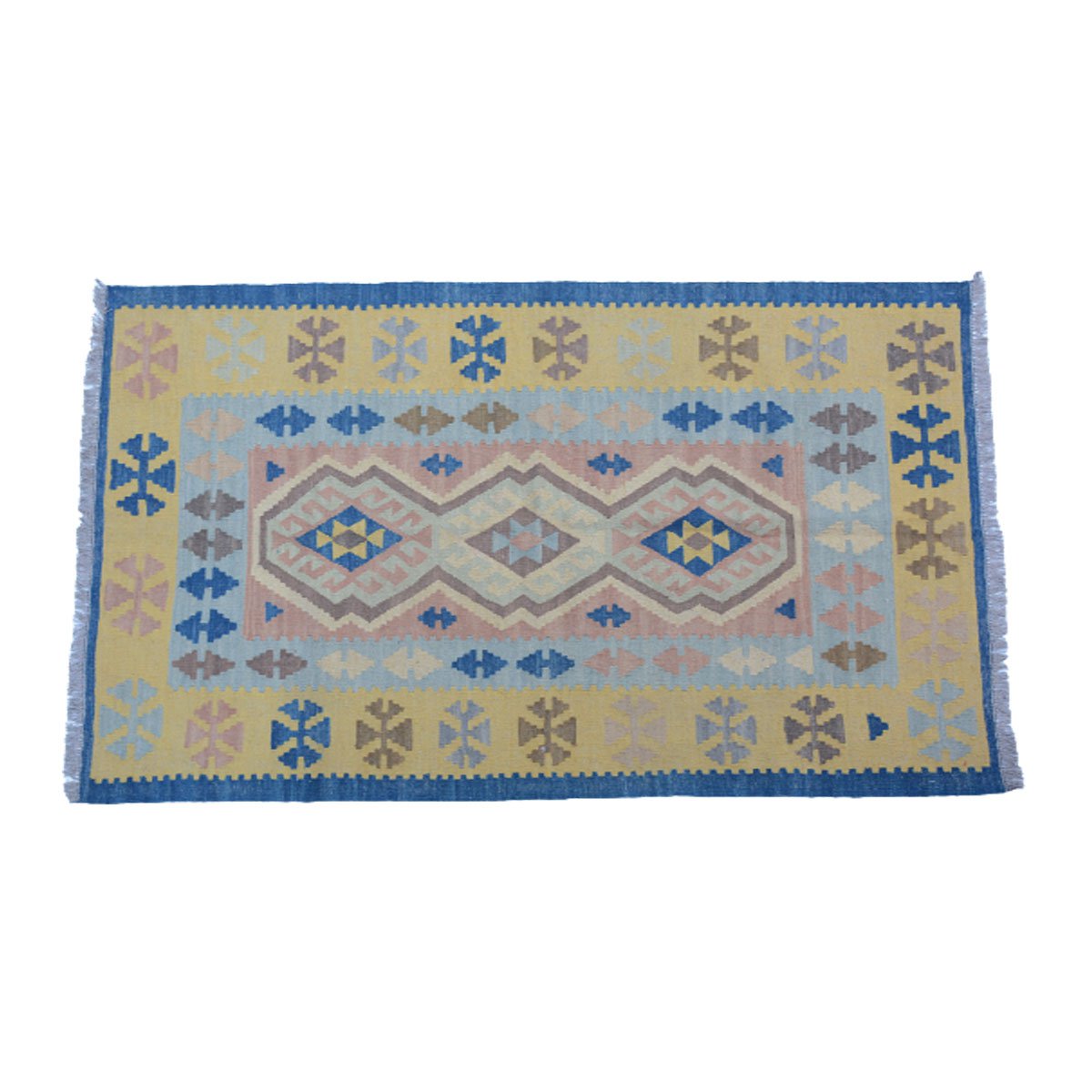 Modern schemerblauw Kelim vloerkleed